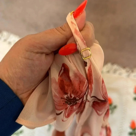 Hutch Sweet Hints and Soft Whispers Pink Floral Wrap Midi Dress XL Coquette - Picture 6 of 6